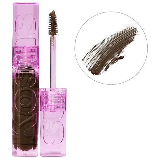 Kosas Cosmetics Air Brow Fluff & Hold Treatment Gel (Dark Brown, 3.7 g) with smear