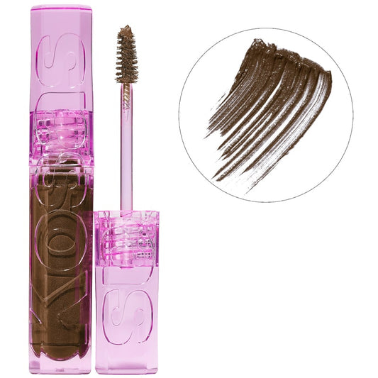 Kosas Cosmetics Air Brow Fluff & Hold Treatment Gel (Medium Brown, 3.7 g) with color smear